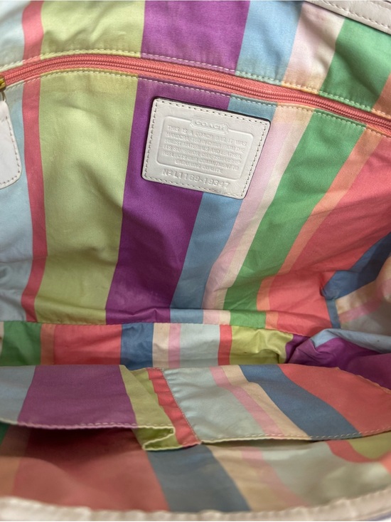 Coach Hamptons Weekend Straw Tote Bag Legacy Interior